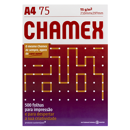 PAPEL SULFITE BRANCO A4 75G 500 FOLHAS CHAMEX