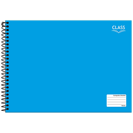 CADERNO CAPA DURA DE DESENHO (CARTOGRAFIA) ESPIRAL CLASS AZUL 80 FOLHAS (4 UN) 275 x 200 MM FORONI