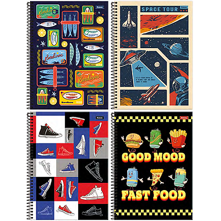 CADERNO CAPA DURA UNIVERSITARIO MASCULINO 1 MATÉRIA 80 FOLHAS (4 UN) MID 200 X 275 MM FORONI