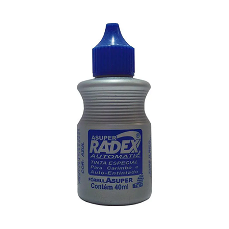 TINTA PARA CARIMBO AUTO ENTINTADO (AUTOMATIC) 40ML AZUL CAIXA COM 12 UNIDADES A SUPER RADEX