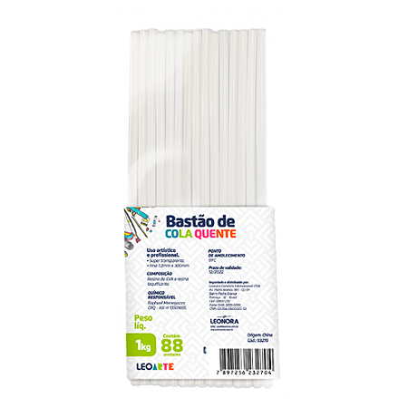 COLA QUENTE FINA 7,2MM X 30CM 1 KG TRANSPARENTE LEOARTE
