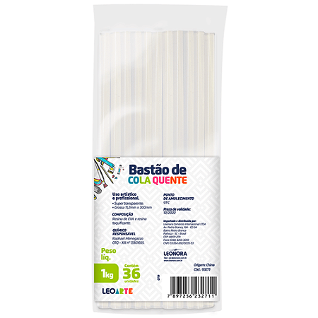 COLA QUENTE GROSSA 11,2MM X 30CM 1 KG TRANSPARENTE LEOARTE