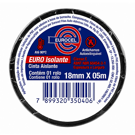 FITA ISOLANTE PRETA 18MM X 5M EUROCEL