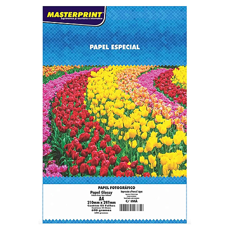 PAPEL FOTO BRILHO COM IMA A4 180G 5 FOLHAS MASTERPRINT
