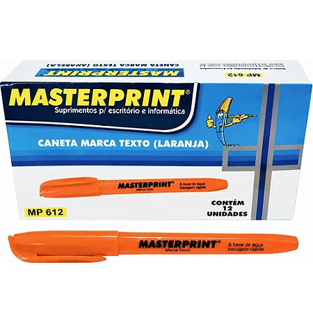 MARCA TEXTO COLOR LARANJA 12 UNIDADES MP612 MASTERPRINT