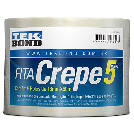 FITA CREPE 18MM X 50M 5 UNIDADES TEKBOND