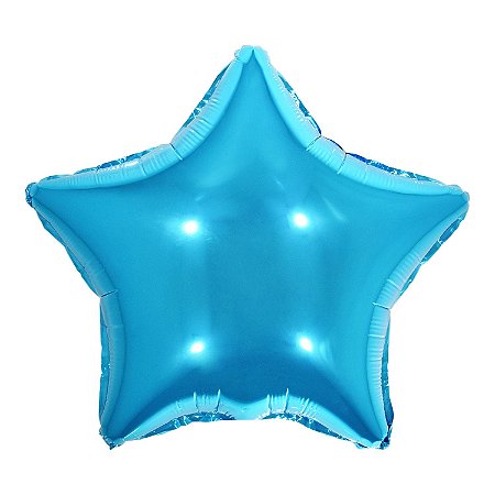 BALAO METALIZADO 18 ESTRELA AZUL 6 UNIDADES MAKE+