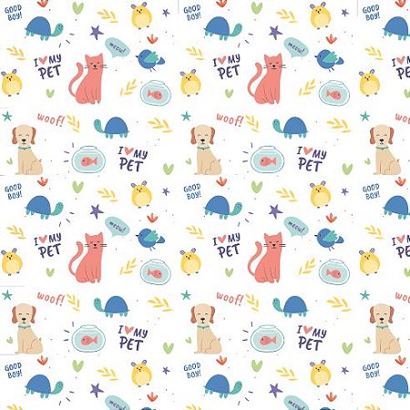 PLASTICO ADESIVO LEOTACK ESTAMPADO I LOVE MY PET 45CM x 10M 80 MIC LEOARTE