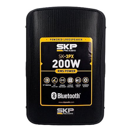 Caixa Amplificada SKP Pro Áudio SK-3PX 200W Usb Bluetooth