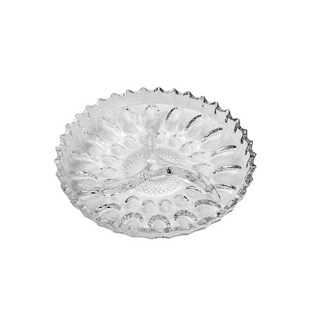 Petisqueira de Cristal com 3 Divisões Jaguar 23x23cm - Lyor