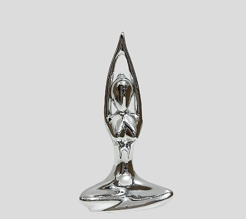 Estátua de porcelana Zen Yoga Lótus - Prata