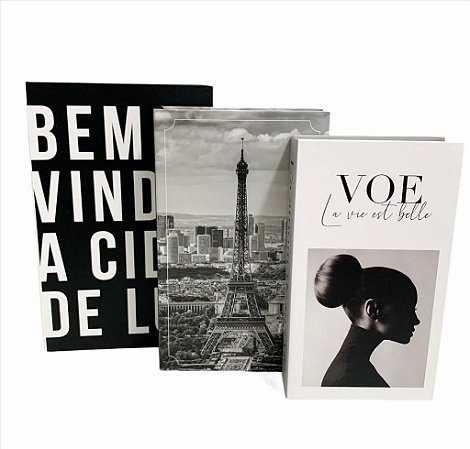 Conjunto 3 Livros Caixa Porta Objetos Decorativo -  TRAVEL