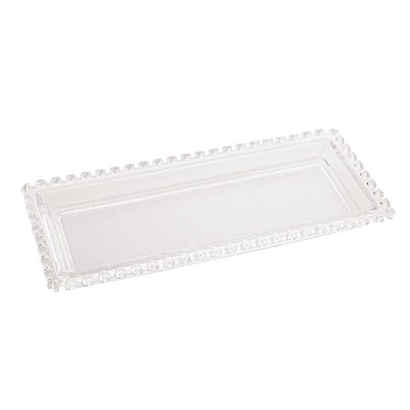 Travessa Bandeja Retangular Cristal De Chumbo Coração 30x13x3cm