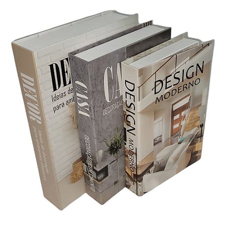 Conjunto 3 Livros Caixa Porta Objetos Decorativo - DECOR CASA