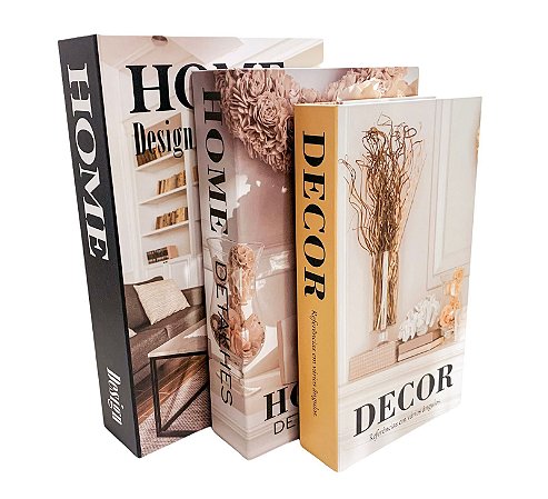Conjunto 3 Livros Caixa Porta Objetos Decorativo - HOME DETALHES