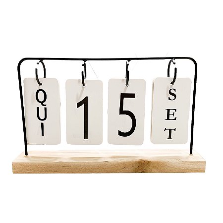 Calendário Decorativo Aramado Com Base De Madeira