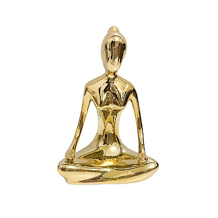 Estátua de porcelana Zen Yoga Meditação - Dourado
