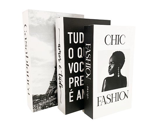 Conjunto 3 Livros Caixa Porta Objetos Decorativo - CasaBlanca