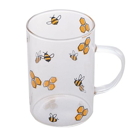 Caneca Vidro Borossilicato Resistente a Calor Bee - 280ml