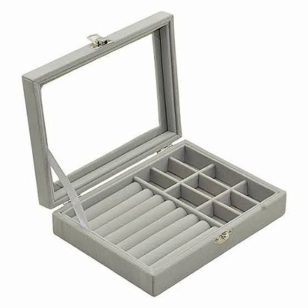 Porta Joias Organizador Veludo Camurça 22x17x7cm