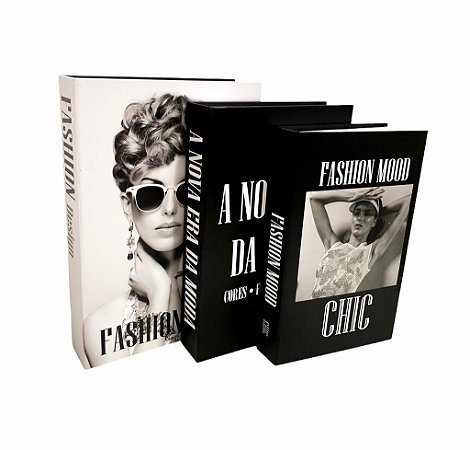 Conjunto 3 Livros Caixa Porta Objetos Decorativo - Fashion Nova Era