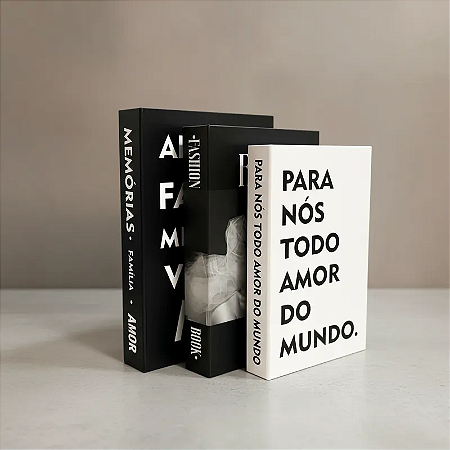 Conjunto 3 Livros Caixa Porta Objetos Decorativo - Familia - Fashion - Amor