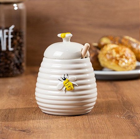 Meleira De Porcelana C/ Pegador E Tampa Bee 300ml