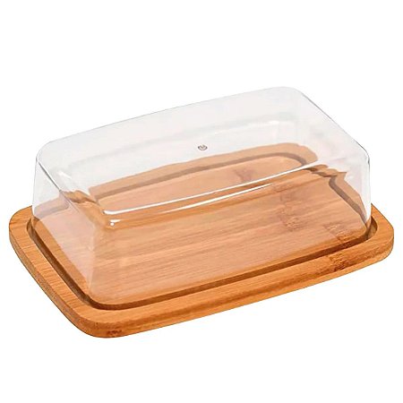 Manteigueira de Bambu com tampa de Plastico 19cm
