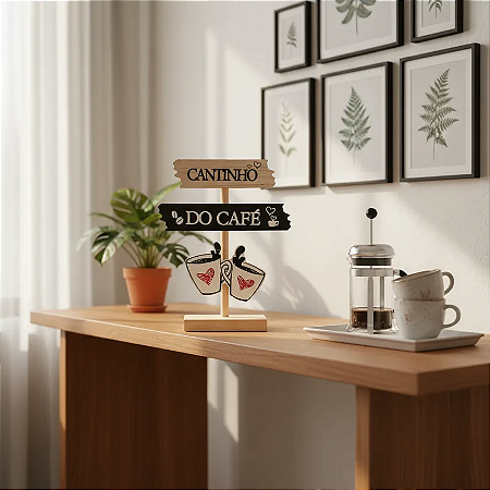 Placa Suporte Decorativa " Cantinho do Café " 20cm em MDF