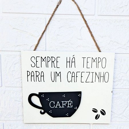 Quadro Placa para o Cantinho de Café Decorativo em Madeira 20x16cm