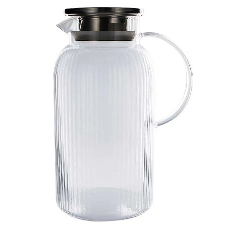 Jarra de Vidro Borossilicato com Tampa de aço inox 1,8L
