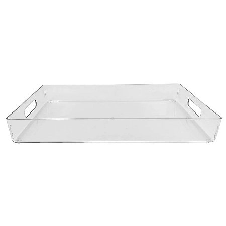 Bandeja Retangular Transparente Decoração 36x26cm - Acrilico
