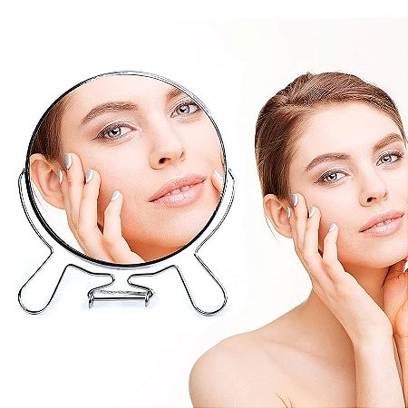 Espelho De Mesa 12cm C/ Lente de Aumento