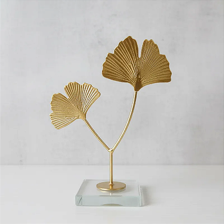 Escultura Folhas de Metal Decorativa decoração 16cm