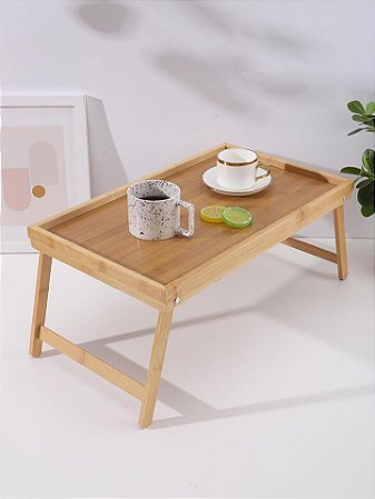 Bandeja Dobravel com Pes de Bambu café da manha 50x30cm