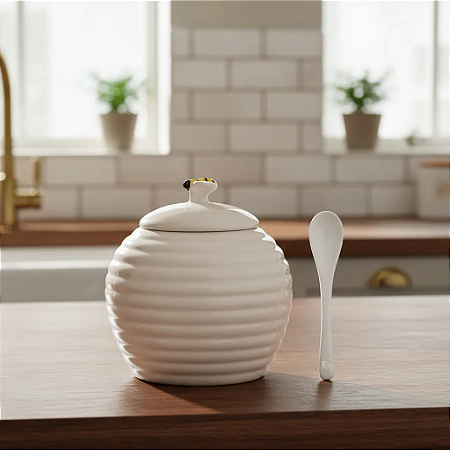 Açucareiro com Colher Bee Branco 300ml