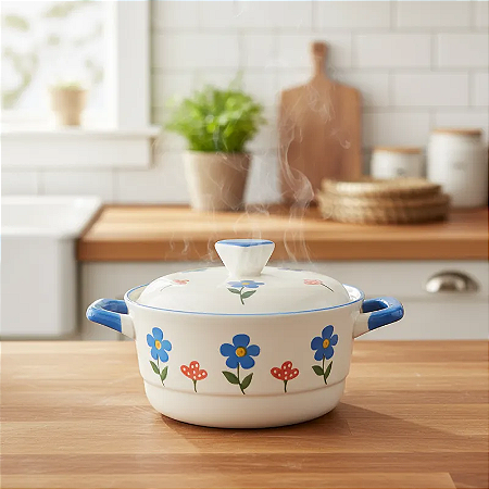 Panela Caçarola Flores 1600ml em Cerâmica