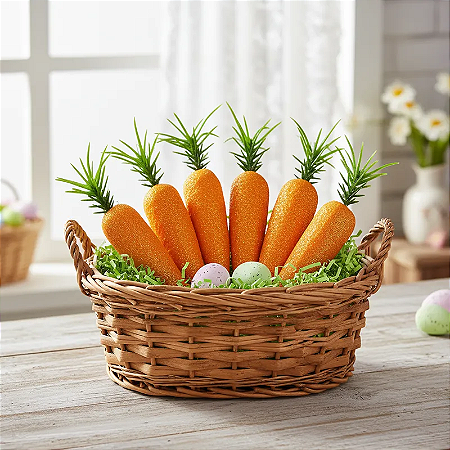 Kit com 12 Cenoura Pequena Enfeite Decoração Cestas De Páscoa