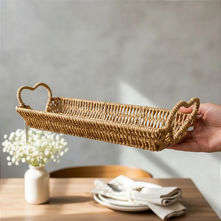 Bandeja Travessa Organizadora Retangular 35x12cm em Vime
