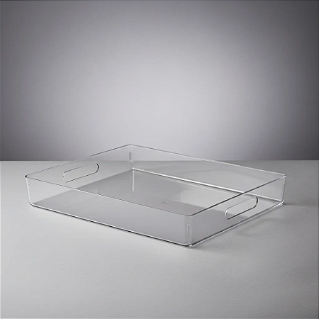 Bandeja Retangular Transparente Decoração 36x26cm - Acrilico