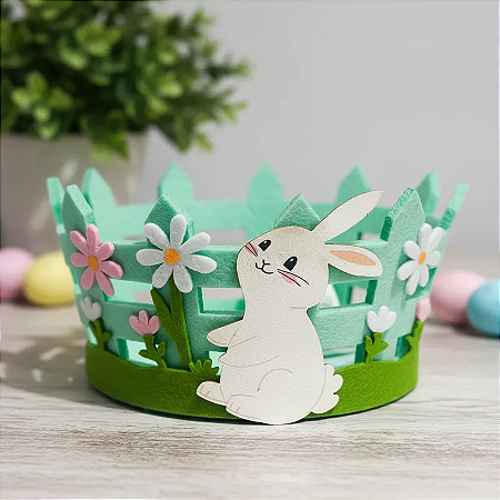 Cesta de Pascoa Decorativa Redondo Decoração para Pascoa