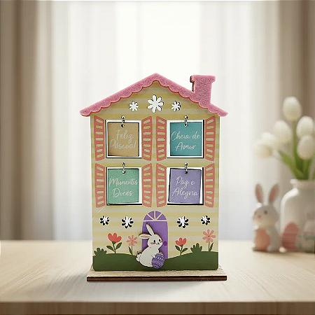 Placa Decorativo Casa Coelho Doce 12x16cm MDF da Páscoa