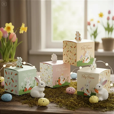 Conj 6 Caixinha de Doces Páscoa Bombom Trufas E Mini Ovos