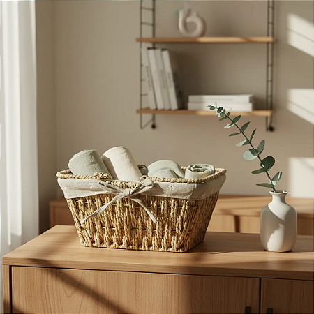 Cesto Organizador Multiuso Retangular com Alça 25cm - Flor