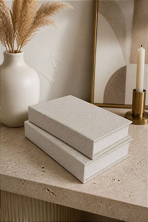 Conjunto 2 Livros Caixa Porta Objetos Decorativo Papel e Poliester