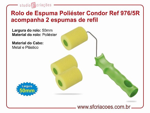 Rolo de Espuma Poliéster Condor Ref 976/5R acompanha 2 refis
