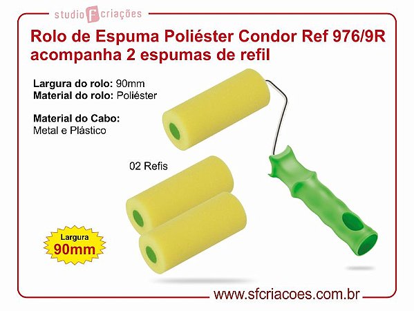 Rolo de Espuma Poliéster Condor Ref 976/9R acompanha 2 refis