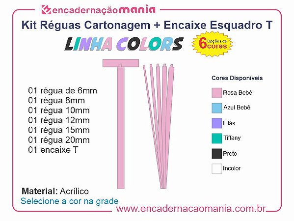 Réguas Acrílicas Cartonagem c/ Encaixe Esquadro T