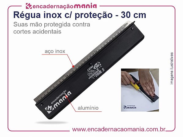 Régua de Aço Inox c/ proteção de alumínio - 30 cm