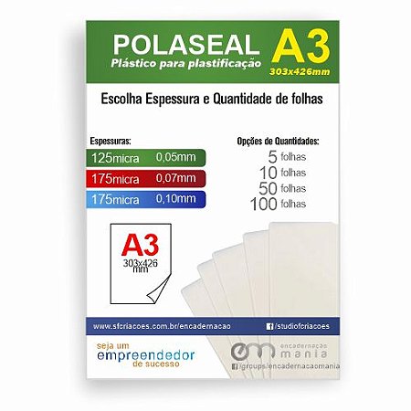 Polaseal - Plástico para Plastificação - A3 (303 x 426mm)